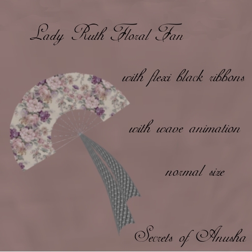 *SoA* Lady Ruth Floral Fan with black ribbons