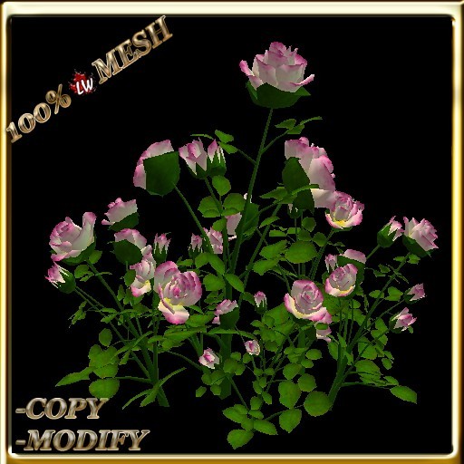 LW_ Mesh Large Rose Bush -  White Pink