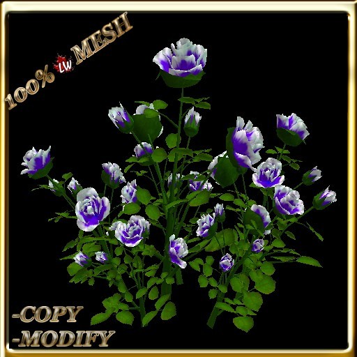 LW_ Mesh Large Rose Bush -  White Purple