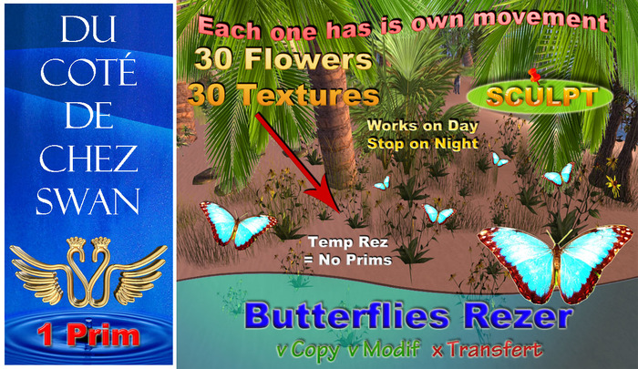 Butterflies  Rezer - 1 Prim