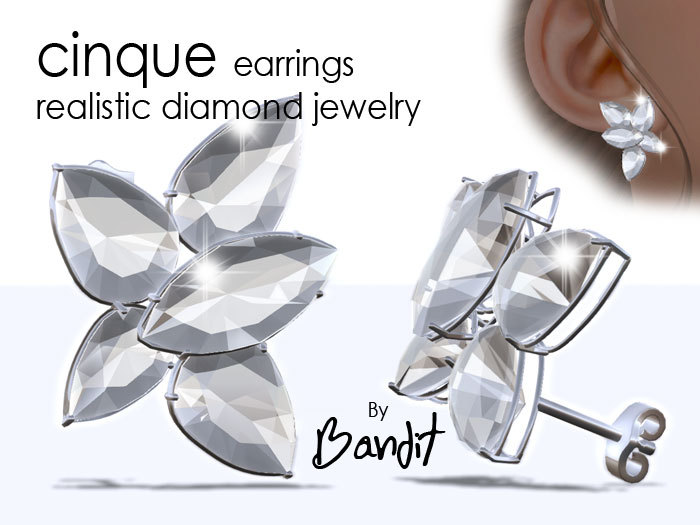 NEW CINQUE mesh earrings -realistic reflective diamond earrings v.1.0 - By BANDIT JEWELRY
