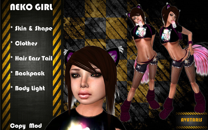 NEKO/ FURRY GIRL COMPLETE AVATAR WITH HAIR AND CLOTHES