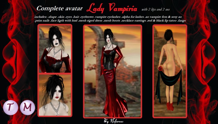 .:.AVATAR COMPLETO LADY VAMPIRIA -- tran  mod box