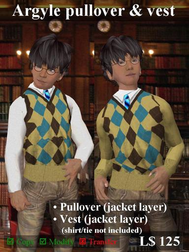 Argyle pullover and vest