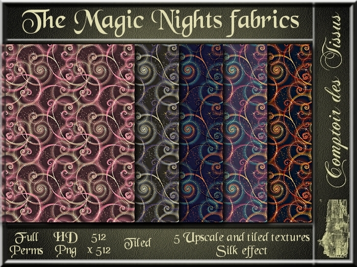 Magic Nights fabrics - 5 FULL PERMS Tiled textures
