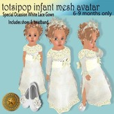 White Lace Gown Totsipop infant 6-9mos Set