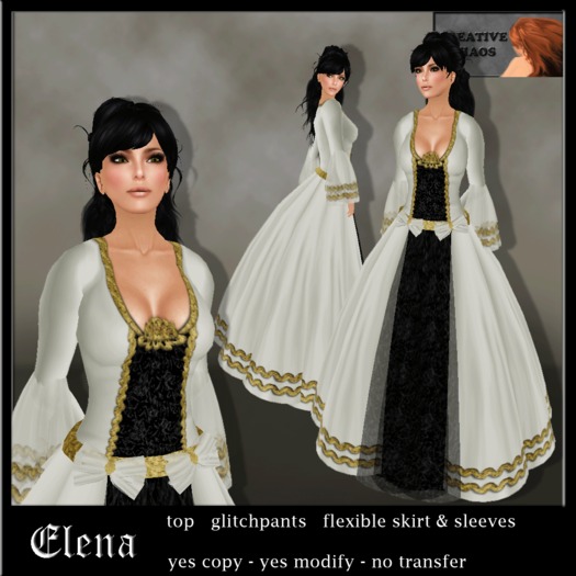 Fantasy / Medieval styled gown "Elena" in ivory