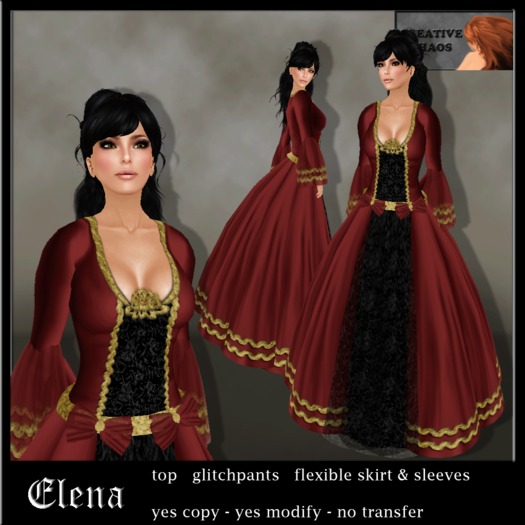 Fantasy / Medieval styled gown "Elena" in red