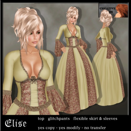 Medieval / Fantasy Gown "Elise" in gold
