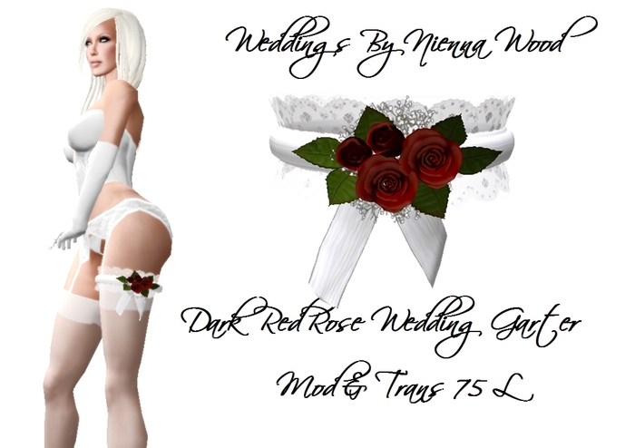 Wedding Garter - Dark Red Rose