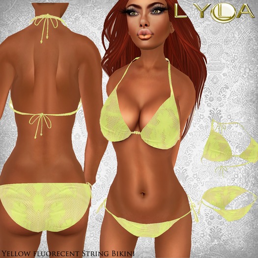 ! - Lyla ! - Mesh Fluorecent yellow string Bikini