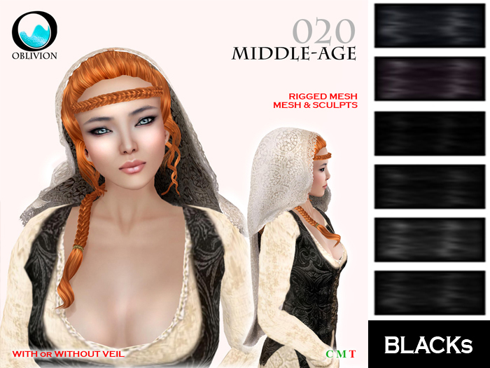 [ Oblivion ] Middle-age 020 BLACKS - Medieval Hairstyle
