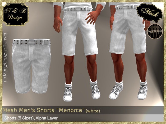 *N & B Design* Mesh Men's Shorts "Menorca" (white)