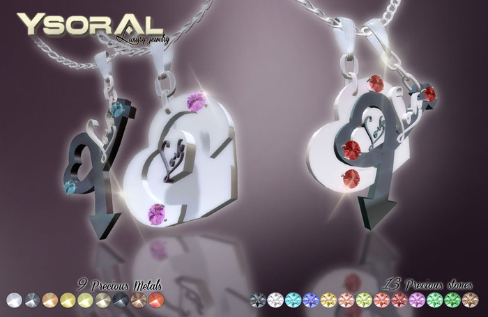 ~~ Ysoral ~~ .:3 Necklace Couple Love  Mesh   Men & Woman  Multi metal & precious stones 