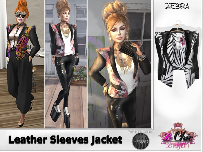 * Le Chic * Leather Sleeves Jacket - Zebra