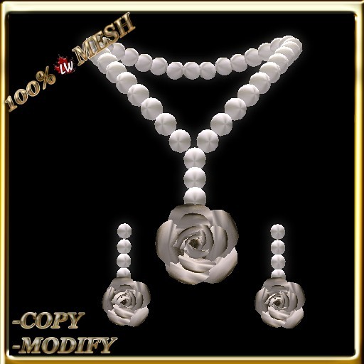LW_ Box Pearls and Rose Jewelry Set - Cream