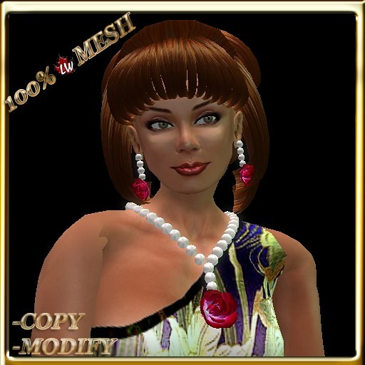 LW_ Box Pearls and Rose Jewelry Set - Red