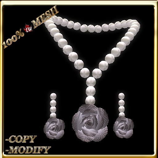 LW_ Box Pearls and Rose Jewelry Set - Cream