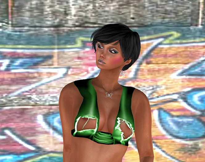 Green Ripped Top with SLink Physique applier