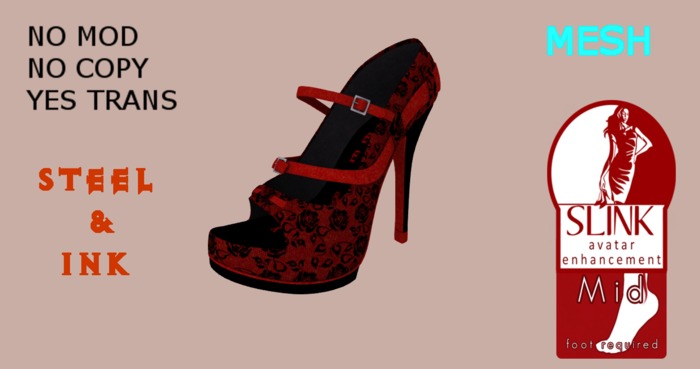 Leather and Lace Red Roses Heel