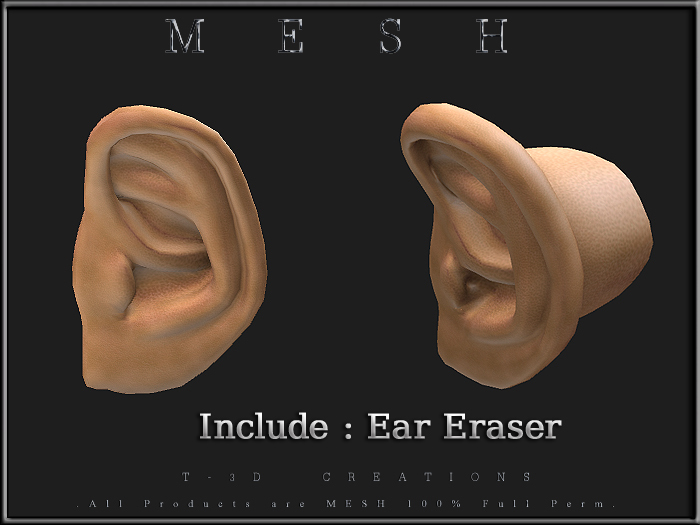 Second Life Marketplace - T-3D Creations [ Human Ears ] MESH - Full Perm