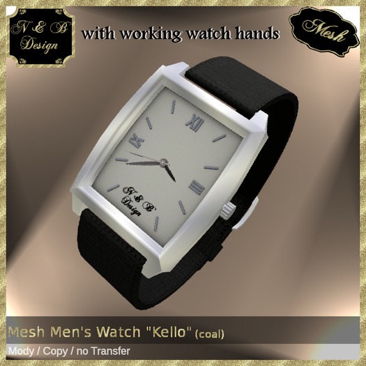 *N & B Design* Mesh Men's Watch "Kello" (coal) 