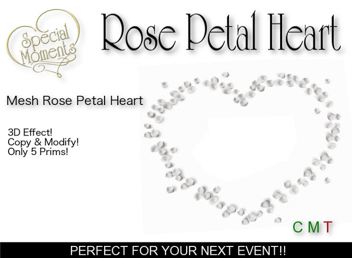 Rose Petal Heart (White) - Mesh! Copy!!