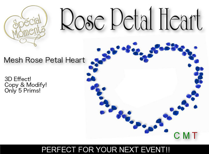 Rose Petal Heart (Blue) - Mesh! Copy!!