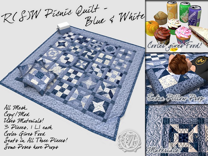 R(S)W Picnic Quilt - Blue & White
