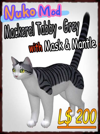 NukoMod_Mackerel Tabby - Grey with Mask & Mantle