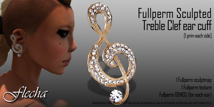 FLECHA sculpted treble clef ear cuff fullperm