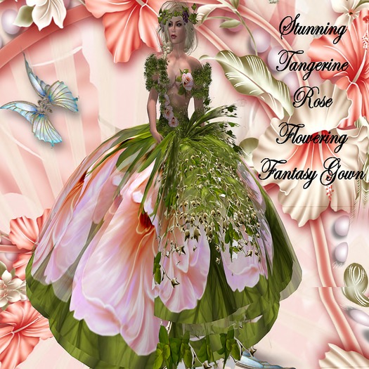 Tangerine Rose Flowering Fantasy Gown