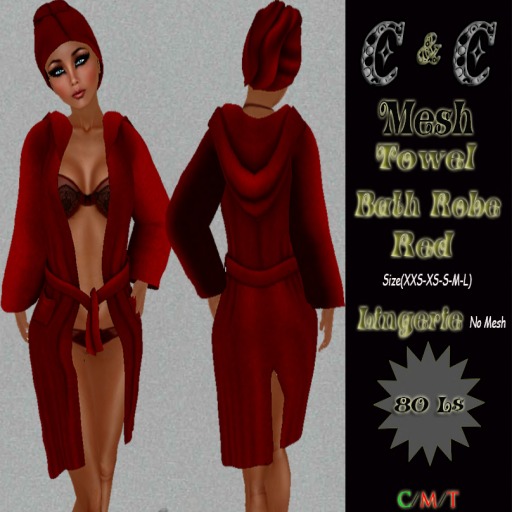 *clothes MESH woman Bath Robe And Towel Wrap Lingerie (Red)* DEMO
