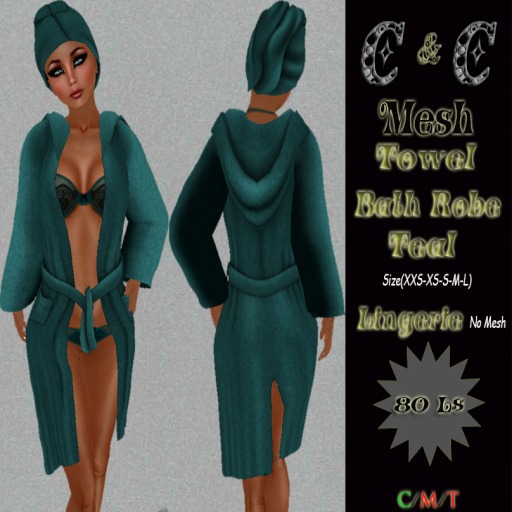 *clothes MESH woman Bath Robe And Towel Wrap Lingerie (Teal)* DEMO