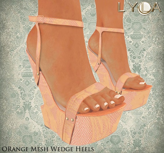 ! Lyla ! - Rigged Mesh Fluorecent Yellow Wedge Heels