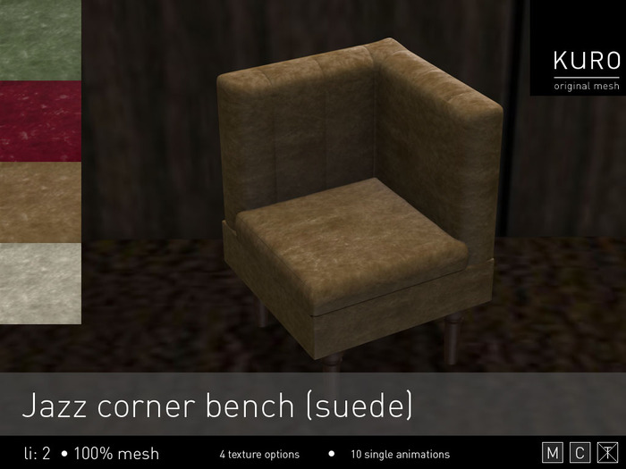 Kuro - Jazz corner bench (Suede)