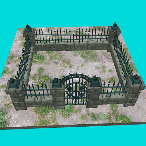 Pirate Graveyard Modular Fence Parts (2 prims each / 7 prims gate)