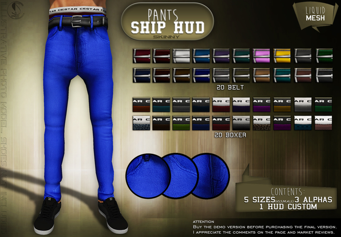 [Pants Fitted Ship] - Blue