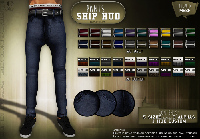 [Pants Fitted Ship] - Dark Blue