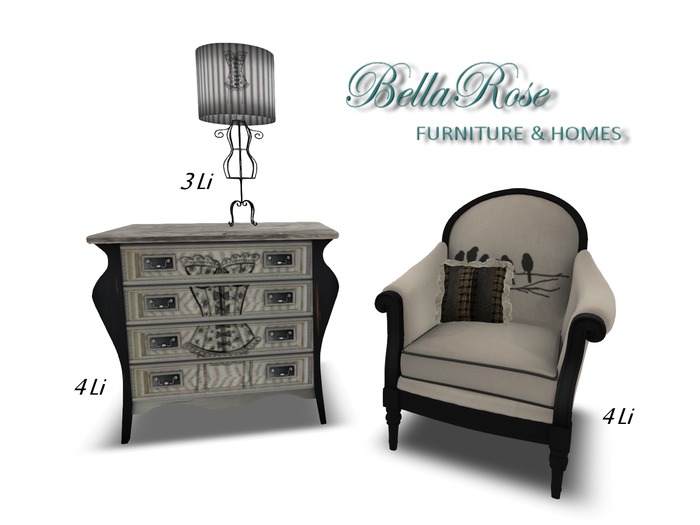 [BR] Birds Chair & Vogue Dresser / Lamp
