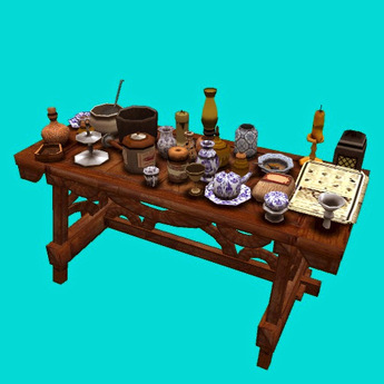 Second Life Marketplace - Steampunk Lab Clutter Table (6 prims)