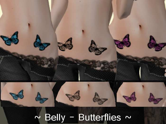 Belly-Butterflies - Tattoo by ~MadMuschMusch~