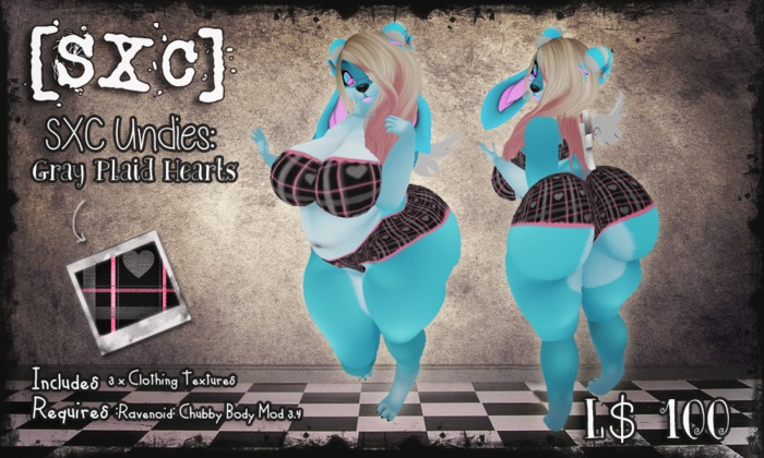 [SXC] Undies - Gray Plaid Hearts