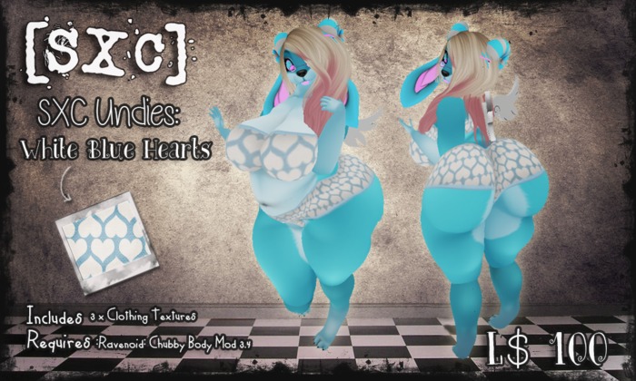 [SXC] Undies - White Blue Hearts