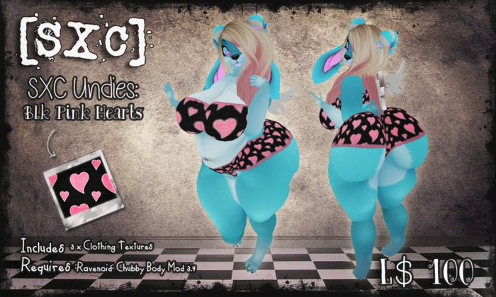 [SXC] Undies - Black Pink Hearts