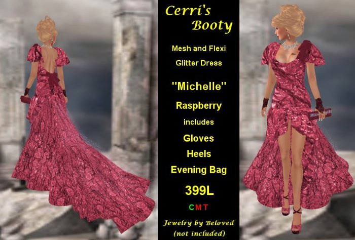 Cerri's Michelle Glitter Gown in Raspberry