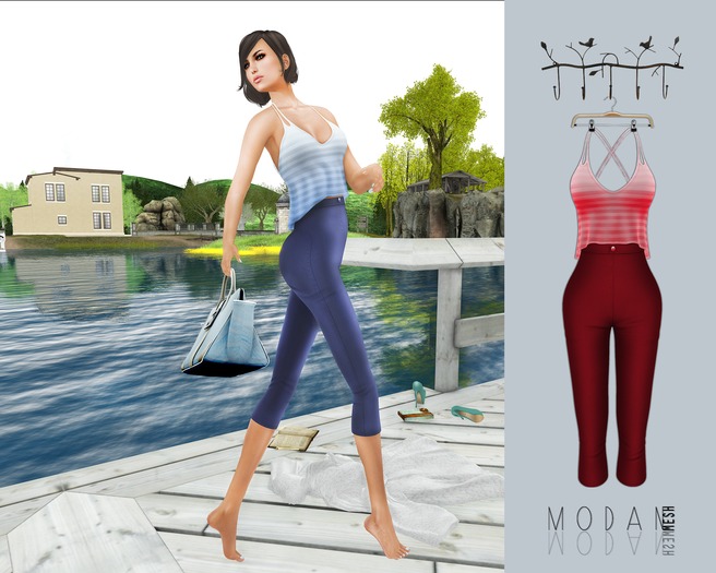 ::M.O.D.A.N.M.E.S.H.::Capri Pant & Top  Red