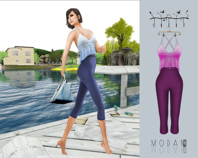 ::M.O.D.A.N.M.E.S.H.::Capri Pant & Top  Pink