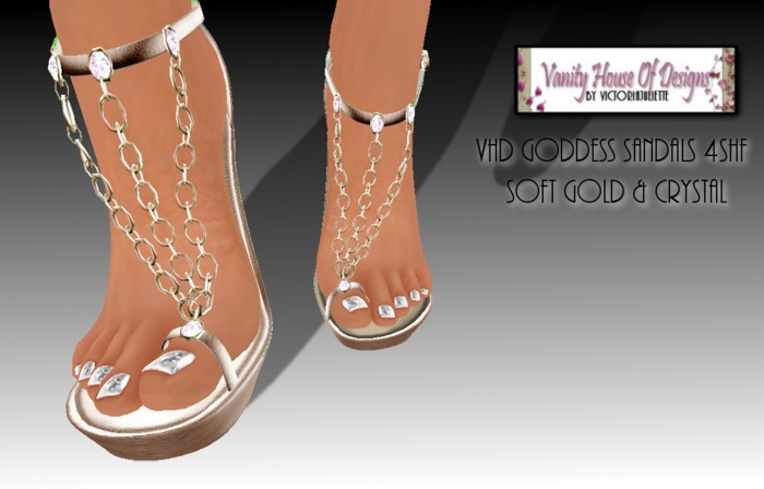 VHD Goddess Sandals 4SHF - Black/Gold/Diamond