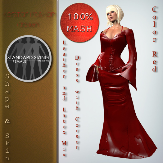 KS Design - Red Leather and Latex Mix Dress with Corset